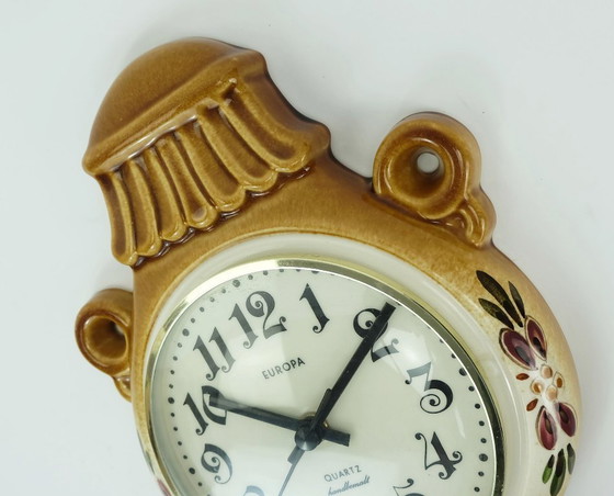 Image 1 of OROLOGIO DA PARETE in ceramica orologio da cucina europa quarzo dipinto a mano ceramica herbolzheimer anni '60-'70