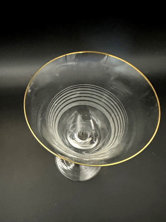 Image 1 of 3 x Art Deco Wijnglas Jaren 40 Gouden Rand