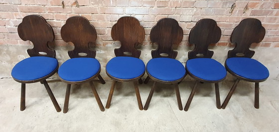 Image 1 of 6 brutalistische Manoir-Stühle mit großem Fuß