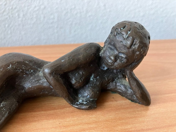 Image 1 of Solid Bronze Statue of a Reclining Lady