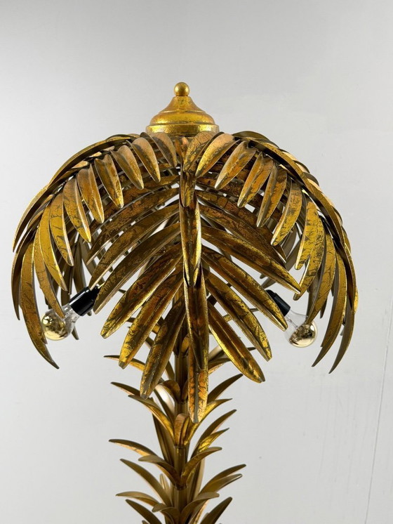 Image 1 of Gran lámpara de pie/palmera estilo Hollywood Regency, al estilo de Maison Jansen, Francia, década de 1970