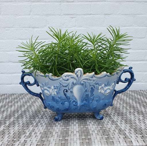 Jardinière ancienne de Nimy -19ème siècle- faënce bleue