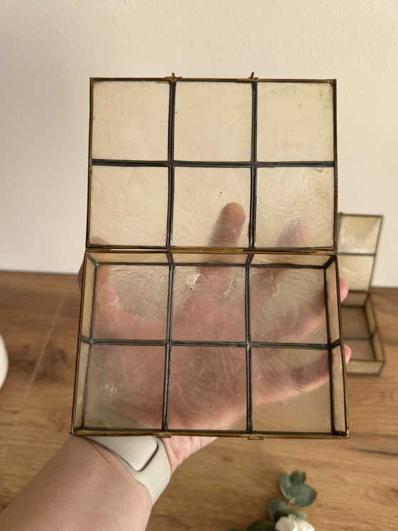 Image 1 of Set di 2 scatole in ottone madreperla