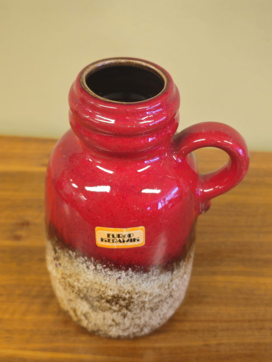 Image 1 of Jarrón de Alemania Occidental Jarrón Oreja Jarrón Rojo Marrón