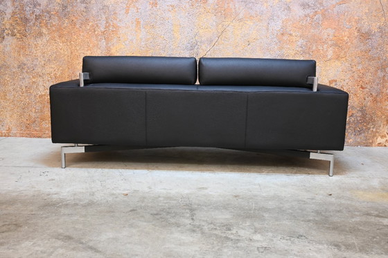 Image 1 of Refurbished exclusieve zwarte leren Leolux Howlo design bank