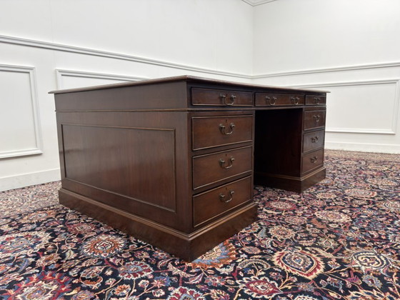 Grande Scrivania Partner Inglese Antica – Scrivanie, Leather, Wood (photo 5 of 22)