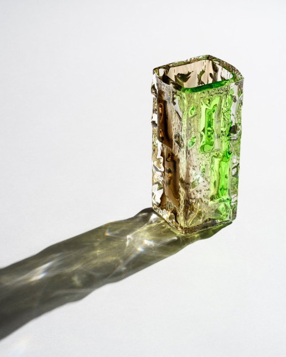 Image 1 of Czech Brutalist Glass Vase Attributed to Vladislav Urban or Rudolf Jurnikl SKLO