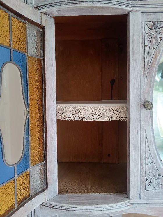 Image 1 of Antique sideboard with leaded glass and mirror