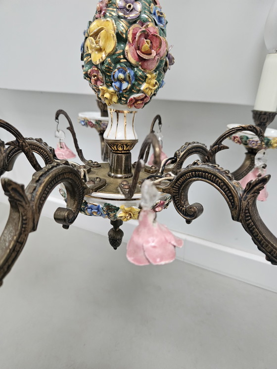 Image 1 of Lámpara de araña italiana Capodimonte