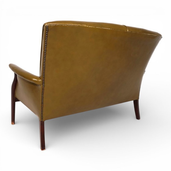 Image 1 of Divano a due posti Froxfield in pelle verde muschio di Parker Knoll, 1960