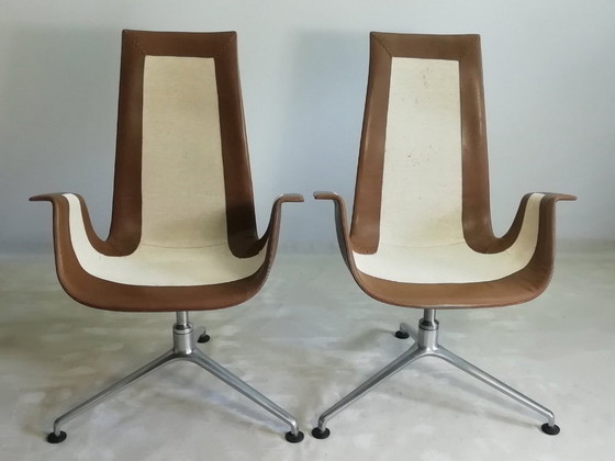2x KILL FK67 designicoon 1967 Fabricius Kastholm leren stoel TULIP 3-potige KNOLL set van 2 (photo 14 of 20)