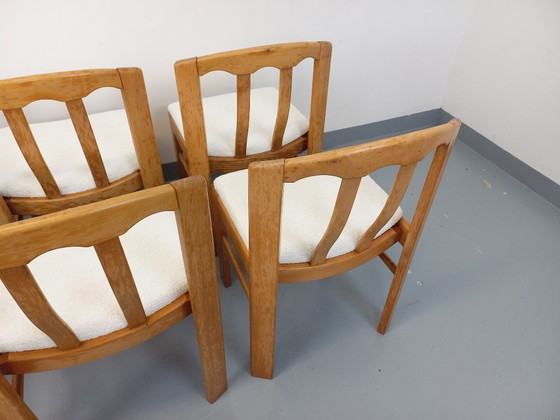 Image 1 of Set of 6 vintage chairs in elm wood and bouclé fabric from the 70s and 80s