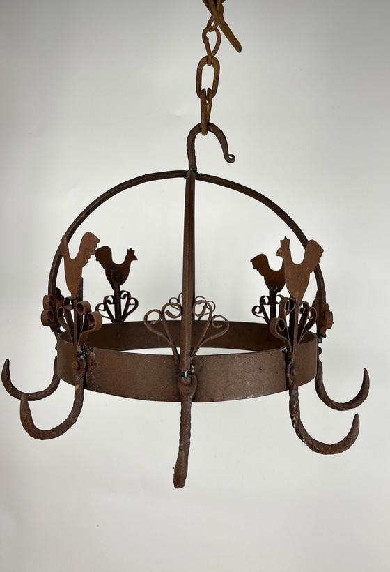 Image 1 of Spekkrans / kruidenhanger / kruidenkroon van smeedijzer - landhuisstijl