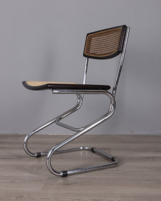 Image 1 of Set of 4 vintage 1960s metal and Vienna straw chairs, Italian design