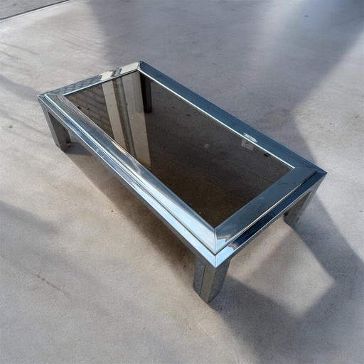 Chrome and smoked glass coffee table, 1970s