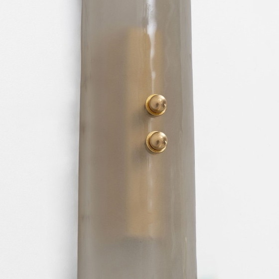 Image 1 of Pair of Fontana Arte Style Mid-century Modern Smoke Murano Glass Sconces
