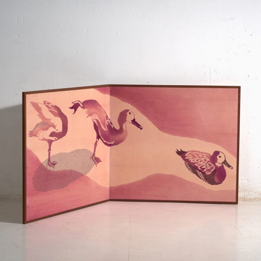 Japanese two-panel screen in dyed textile – Japan, circa 1985