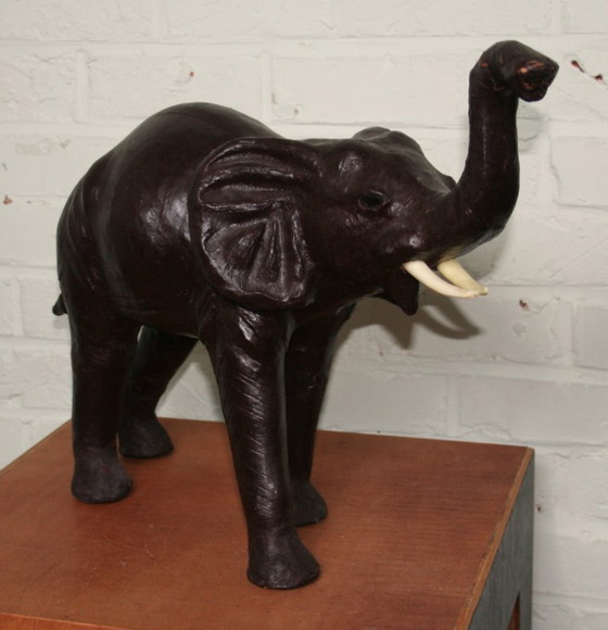 Image 1 of Large Vintage Leather Elephant