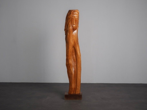 Grande Scultura figurativa in rovere, Belgio, anni '70