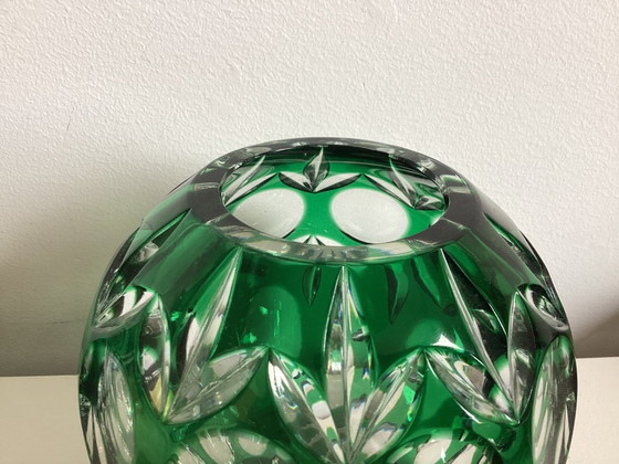 Nachtmann Green Cut Spherical Vase – Glass (photo 2 of 6)
