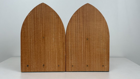 Image 1 of Vintage wooden bookends in the style of the Amsterdam School / Art Deco