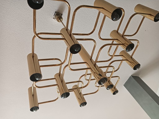 Lampadario vintage in ottone anni Cinquanta