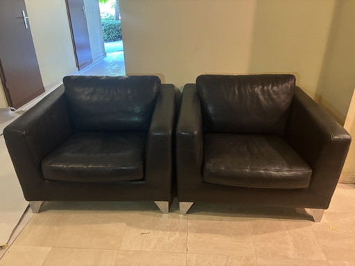 2 Leather Armchairs - Brand: Machalke – 2 zitsbanken