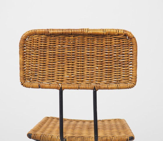 Image 1 of Taburete de bar de ratán de Gian Franco Legler, década de 1950.