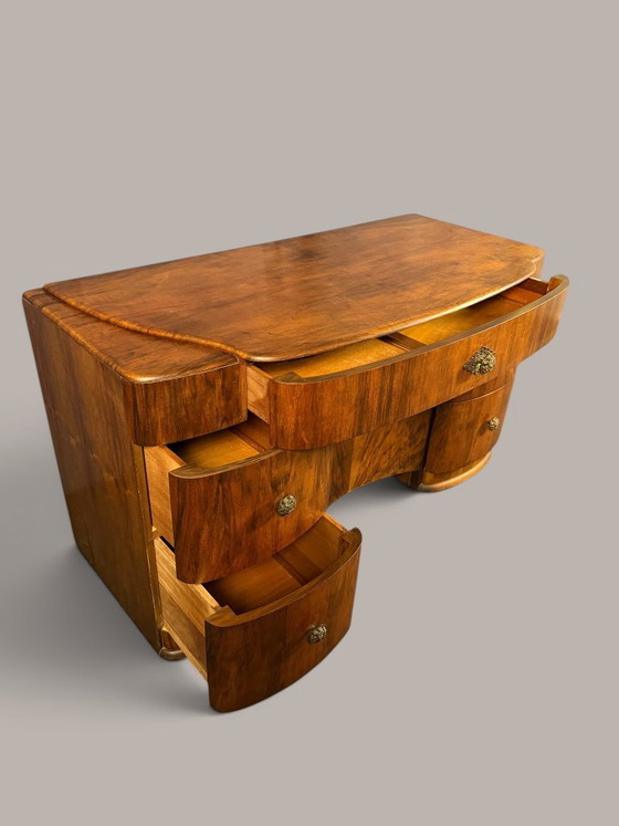 Scrivania Art Déco in noce stile Streamline, circa 1935 – Tavolini, Wood (photo 4 of 11)