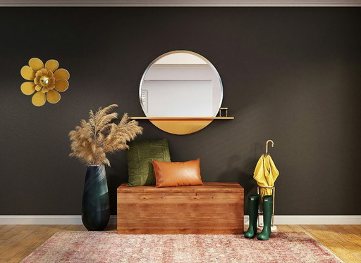 Flower wall lamp, Nénuphar model, 16 petals in rattan and linen (customizable shade)