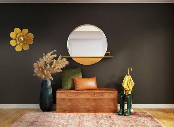 Image 1 of Flower wall lamp, Nénuphar model, 16 petals in rattan and linen (customizable shade)