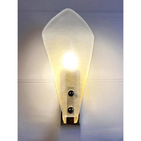 Image 1 of Moderne italienische Wandleuchten aus geschliffenem Muranoglas mit Blattmotiv – 4er-Set