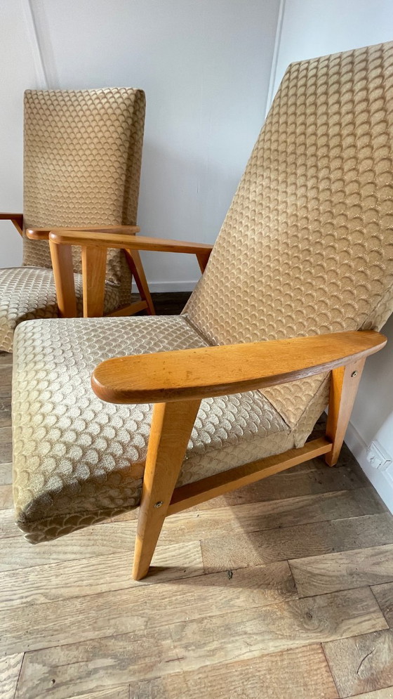 Image 1 of Paire FAUTEUILS MANUCERE Pieds Compas VINTAGE