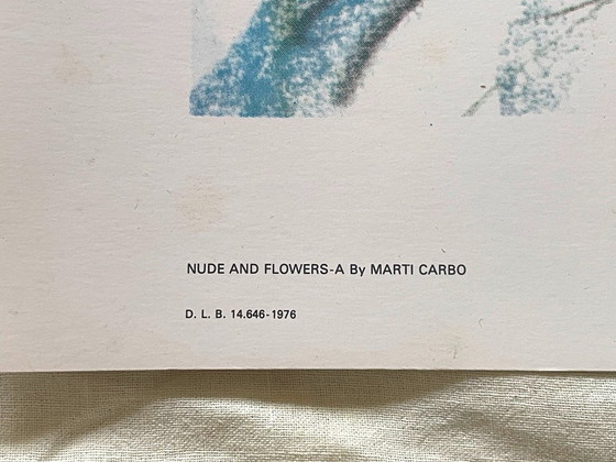 Image 1 of Estampe : « Nu aux fleurs », Martí Carbó ~ Vintage années 70