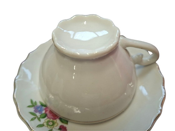 Image 1 of Set van 6 verzamelbare vintage Japanse porseleinen theekopjes – jaren 1950