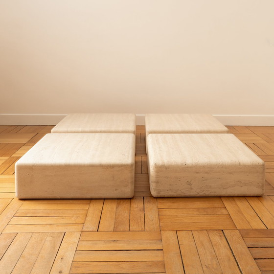 Image 1 of 4 Square Travertine Tables