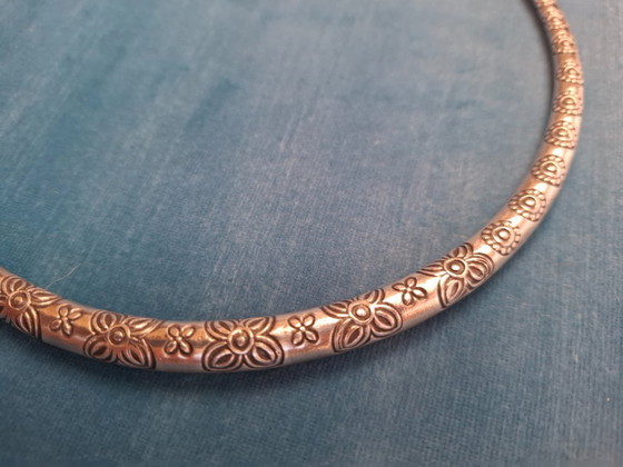 Image 1 of Sterling zilveren torque ketting, 54 cm halsomtrek - uniek stuk, omkeerbaar + houten doos
