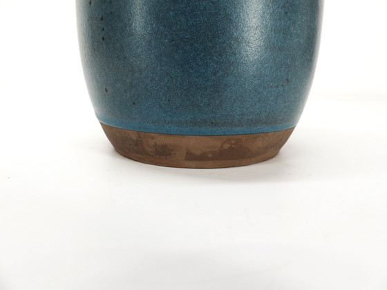 Image 1 of Blue Enamelled Ceramic Vase Bitossi 1960