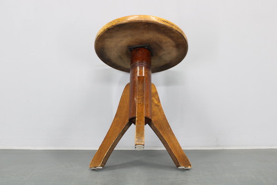 Image 1 of 1950s Piano Bentwood Beech Stool, Czechoslovakia