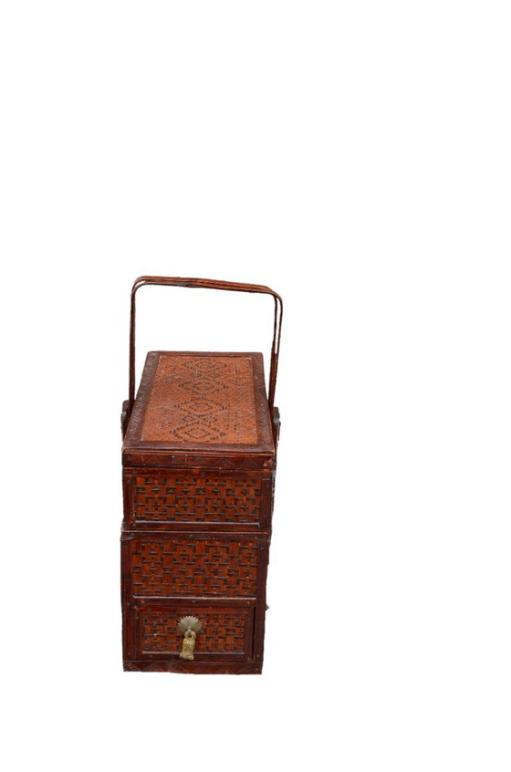Panier de pique-nique en rotin du XXème siècle, 28x15x23cm – Objets déco, Rattan, Wood (photo 3 of 12)