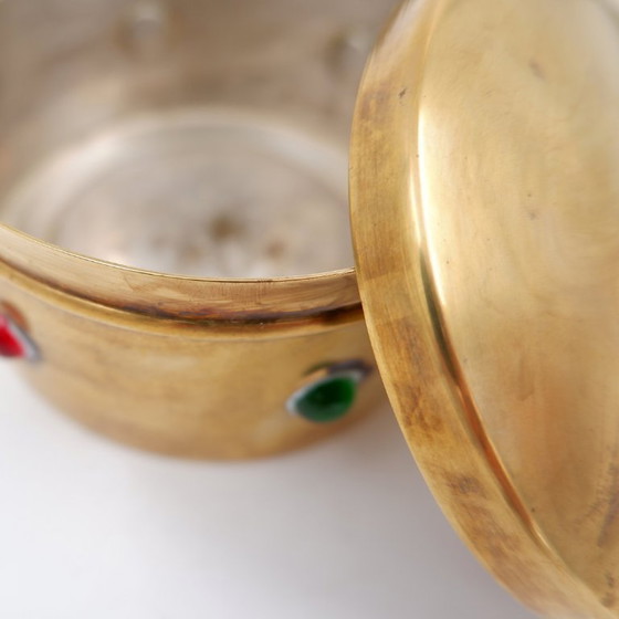 Image 1 of Portagioie/scatola portaoggetti in metallo vintage con coperchio