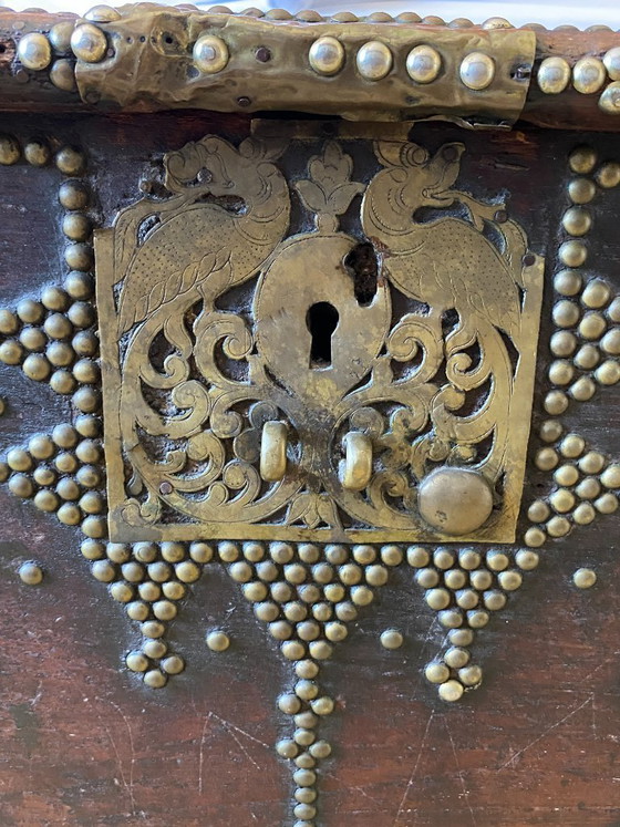 Image 1 of Moroccan storage box 110 cm – brass