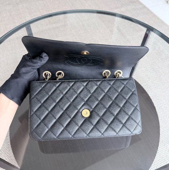Image 1 of Chanel Filigree CC Medium - 25CM Caviar Quilted Grained Calfskin Black Gold Hardware Series 24