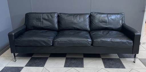 black leather Tecta 3-seat sofa by Hans Konecke 1960s 
