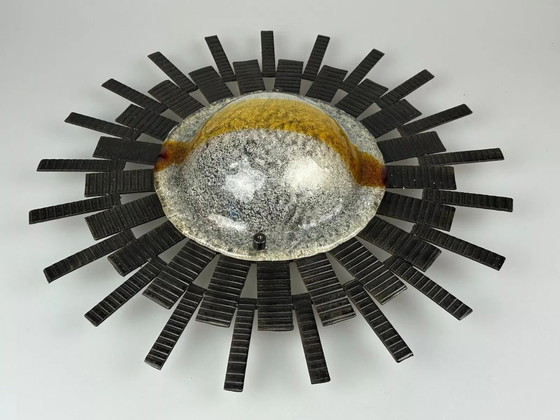 Image 1 of 60s 70s Brutalistische Wandlamp Wandlamp Ijzer & Glas Van Honsel Leuchten