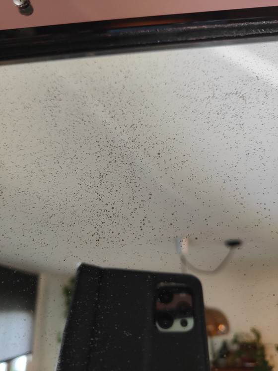 Image 1 of Grote Italiaanse Hollywood Regency Wandspiegel – 110x75 cm – Getint Glas – Eiken Kader – Jaren 70