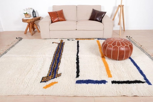 Alfombra tradicional hecha a mano de pura lana con coloridos estampados, 150/250 cm.