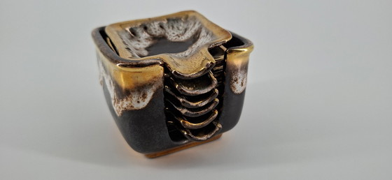 Image 1 of Set of 6 ceramic ashtrays and ashtray holders