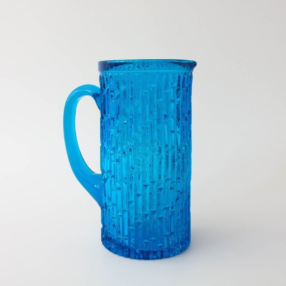 Vintage 1970s IVIMA Blue Glass Jug and Six-Glass Set, Glass & Decanter (photo 5 of 15)