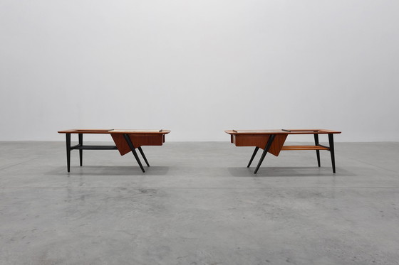 Image 1 of 2 Tavolini modello 210, legno di teak e ceramica, di Alfred Hendrickx, Belform